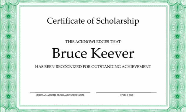 Certificate Templates With Regard To 10 Scholarship Award Certificate Editable Templates