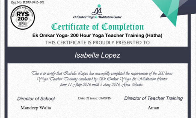 Certificate Yoga Courses Certificates Templates Free For Physical Fitness Certificate Template 7 Ideas
