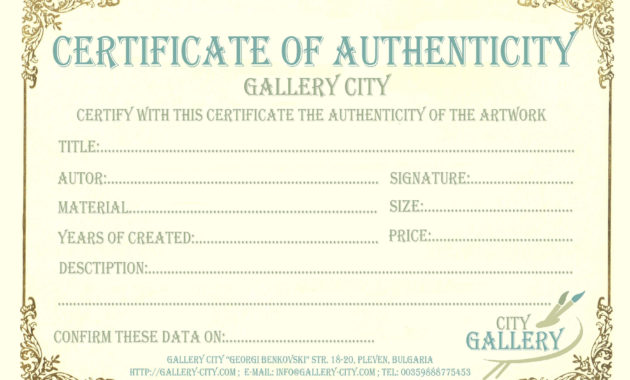 Certificateofauthenticitypdf In Free Free Art Certificate Templates