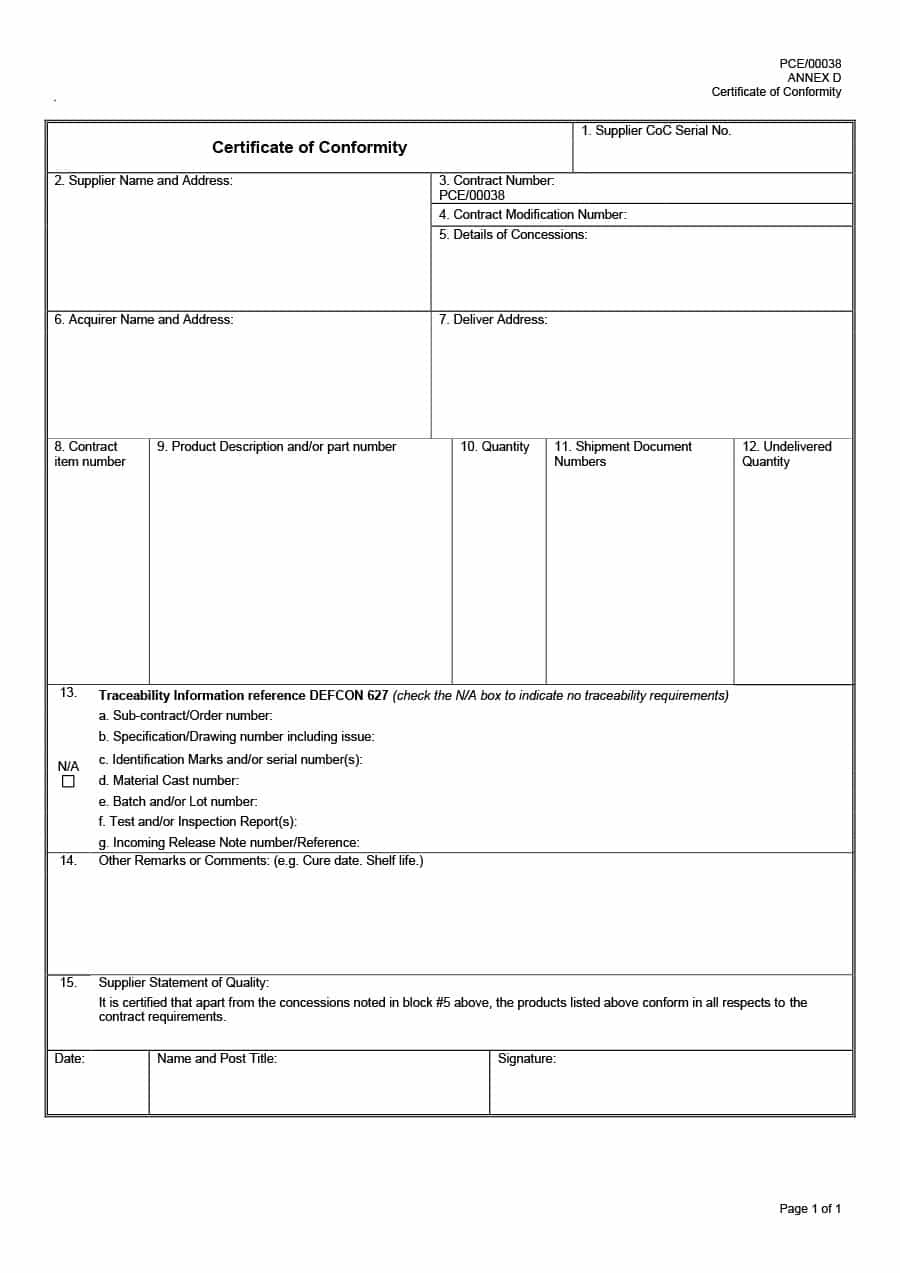 Certificateofconformancetemplatepdfdocs In Certificate Authority Templates