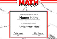 Certificates Awards In Free Math Certificate Template