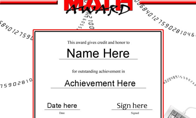 Certificates Awards In Free Math Certificate Template