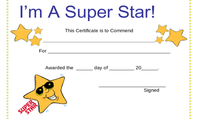 Certificates For Kids 2 Free Templates In Pdf Word Within Star Certificate Templates Free