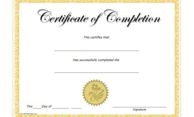 Certificates Of Completion Certificate Templates Pertaining To Free Certificate Of Completion Template Word