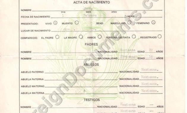 Certified Spanish Translation Mexican Birth Certificate With Regard To Spanish To English Birth Certificate Translation Template