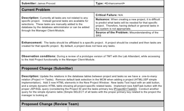 Change Request Template Itil Printable Schedule Template Within Business Process Design Document Template