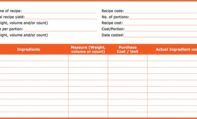 Changing Recipe Yield Worksheet Answers Promotiontablecovers Throughout Recipe Food Cost Template
