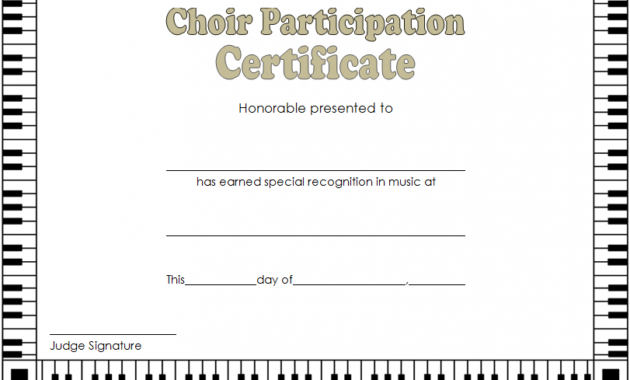 Choir Certificate Of Participation Template Free 1 Two Throughout Free Choir Certificate Template