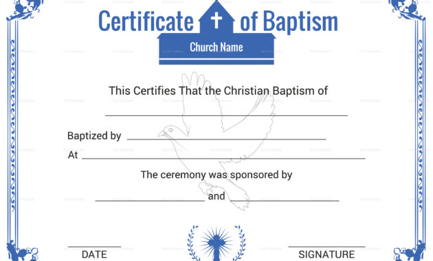 Christian Baptism Certificate Template In Adobe Photoshop Within Baptism Certificate Template Word