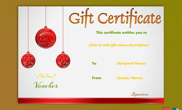 Christmas Balls Gift Certificate Template Gct In Amazing Christmas Gift Certificate Template Free Download