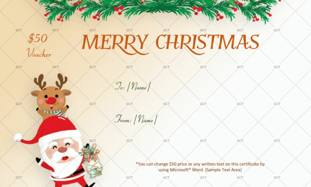 Christmas Gift Certificate Dancing Santa Themed Gct Regarding Awesome Holiday Gift Certificate Template Free 10 Designs