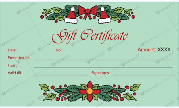 Christmas Gift Certificate Template 30 Word Layouts For Free Christmas Gift Certificate Templates