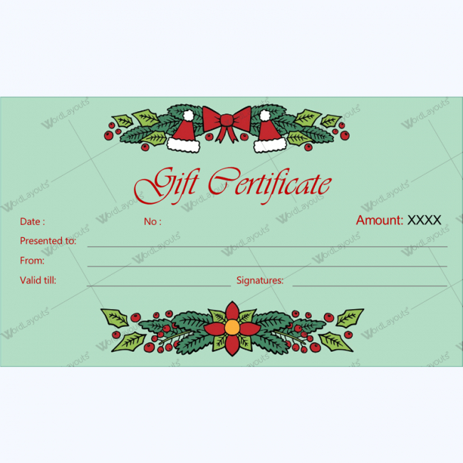 Christmas Gift Certificate Template 30 Word Layouts For Free Christmas Gift Certificate Templates