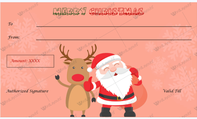 Christmas Gift Certificate Template 31 Word Layouts Within Printable Free Christmas Gift Certificate Templates