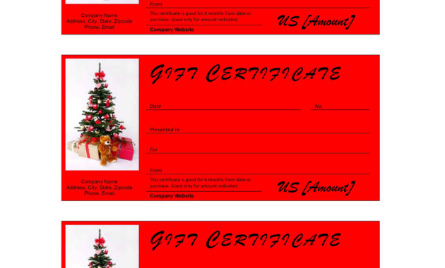 Christmas Gift Certificate Template In Printable Free Christmas Gift Certificate Templates
