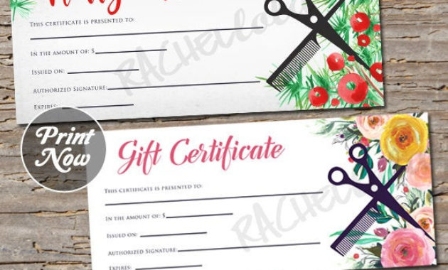 Christmas Hair Salon Printable Gift Certificate Template With Regard To Free Printable Hair Salon Gift Certificate Template