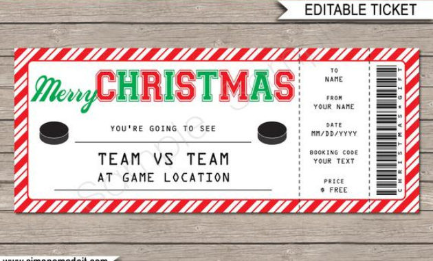 Christmas Hockey Ticket Gift Surprise Hockey Game Ticket With Regard To Awesome Basketball Gift Certificate Template