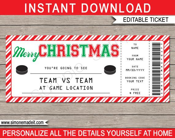 Christmas Hockey Ticket Gift Surprise Hockey Game Ticket With Regard To Awesome Basketball Gift Certificate Template