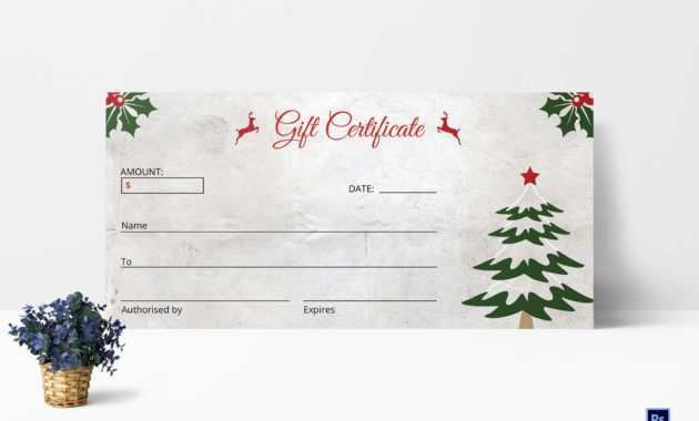 Christmas Tree Gift Certificate Template In Adobe Photoshop Throughout Merry Christmas Gift Certificate Templates