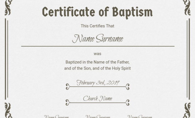Church Baptism Certificate Template Postermywall In Roman Catholic Baptism Certificate Template