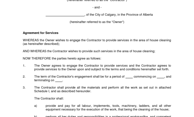 Cleaning Contract Template Free Printable Documents Regarding Cleaning Business Contract Template