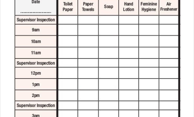 Cleaning Roster Template 6 Free Word Pdf Documents Inside Printable Restroom Cleaning Log Template