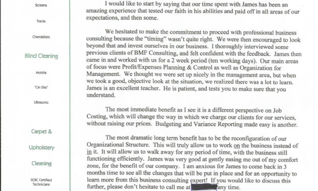Client Testimonial Letters Bmf Consultants For Business Testimonial Template