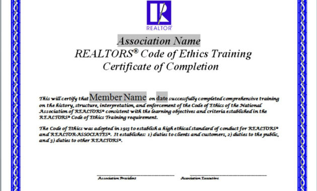Code Of Ethics Training Certificates Wwwnarrealtor Pertaining To Amazing International Conference Certificate Templates