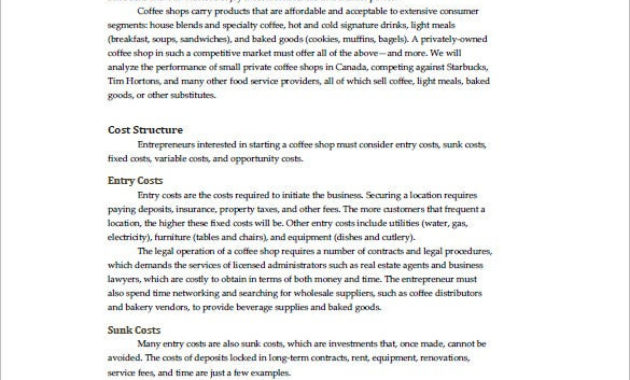 Coffee Shop Business Plan Template 13 Free Word Excel Intended For Small Business Administration Business Plan Template