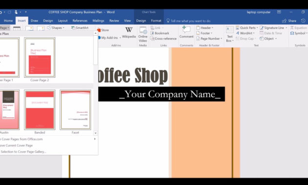 Coffee Shop Business Plan Template Cover Page Example In Business Plan Cover Page Template