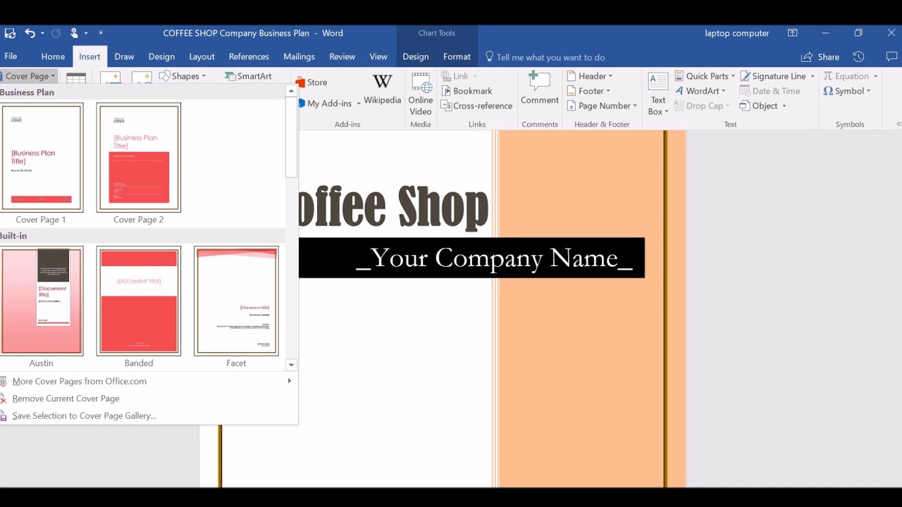Coffee Shop Business Plan Template Cover Page Example In Business Plan Cover Page Template