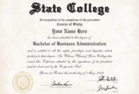College Diploma Template Pdf Business Mentor Throughout College Graduation Certificate Template