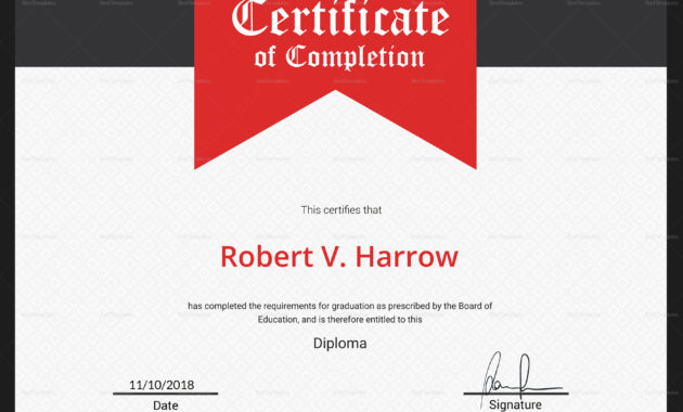College Graduation Completion Certificate Design Template In Free Graduation Certificate Template Word
