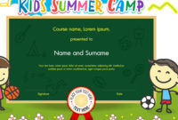 Colorful Kids Summer Camp Diploma Certificate Vector Image With Regard To Certificate For Summer Camp Free Templates 2020