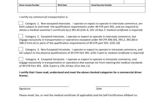 Commercial Driver License Selfcertification Affidavit With Regard To Quality Safe Driving Certificate Template