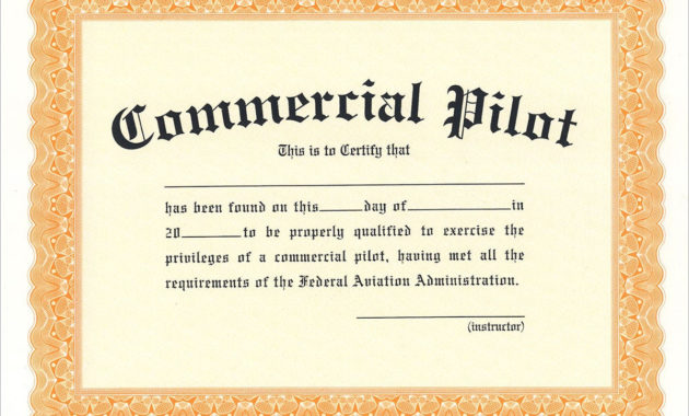 Commercial Pilot Certificate From Sporty'S Pilot Shop Inside Awesome Star Performer Certificate Templates