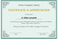Company Employee Appreciation Certificate Design Template With Regard To Awesome Best Employee Award Certificate Templates