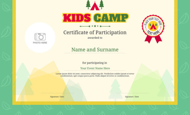 Completion Certificate Template For Kids Compilation 2020 For Summer Camp Certificate Template