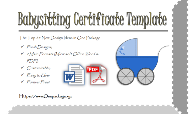 Completion Certificates Op Templates Intended For Best Free Printable Babysitting Gift Certificate