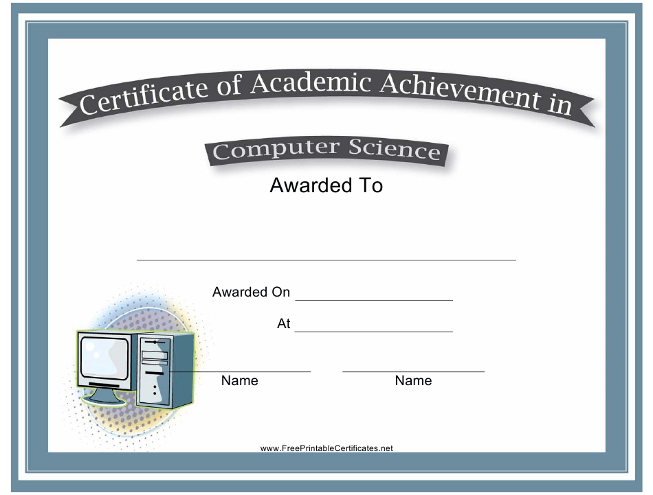 Computer Science Academic Achievement Certificate Template With Printable Academic Achievement Certificate Template
