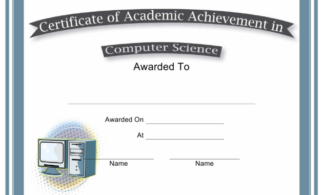 Computer Science Academic Achievement Certificate Template Within Academic Achievement Certificate Templates