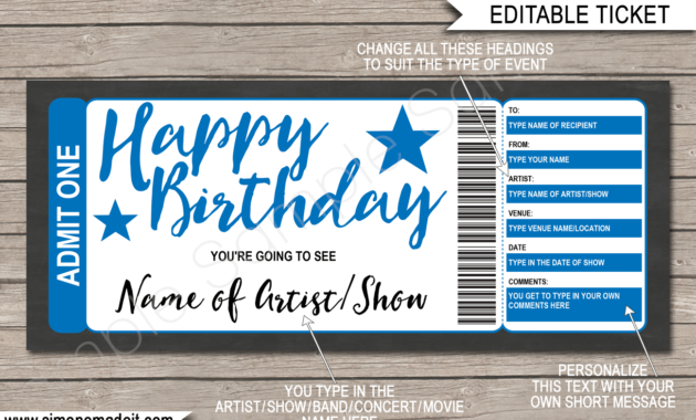 Concert Ticket Birthday Gift Certificate Template Within Movie Gift Certificate Template