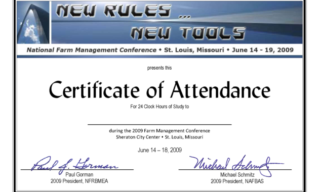 Conference Certificate Of Attendance Template With Regard To Quality Conference Certificate Of Attendance Template