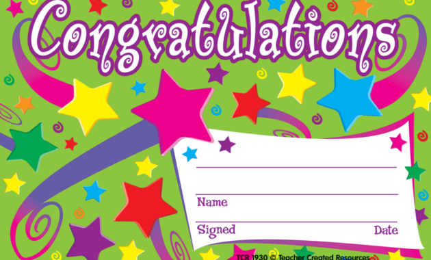 Congratulations Awards Tcr1930 Teacher Created Resources Within Star Naming Certificate Template