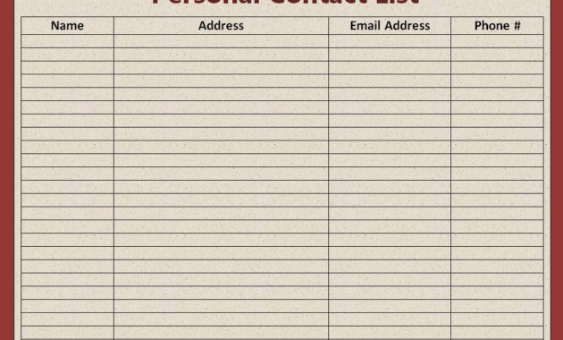 Contact List Template Free Printable Word Templates Inside Business Directory Template Free