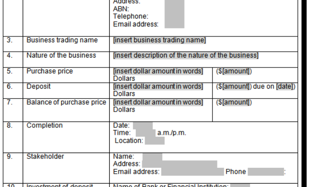 Contract Template Australia Free Ten Small But Important In Sale Of Business Contract Template Free