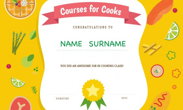 Cooking Course Certificate Vector Free Download Throughout Printable Chef Certificate Template Free Download 2020
