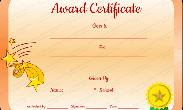 Core Value Award Certificate Template For Students Within Printable Star Naming Certificate Template