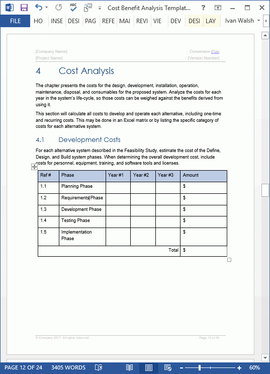 Cost Benefit Analysis Templates Ms Office Templates Inside Business Case Cost Benefit Analysis Template
