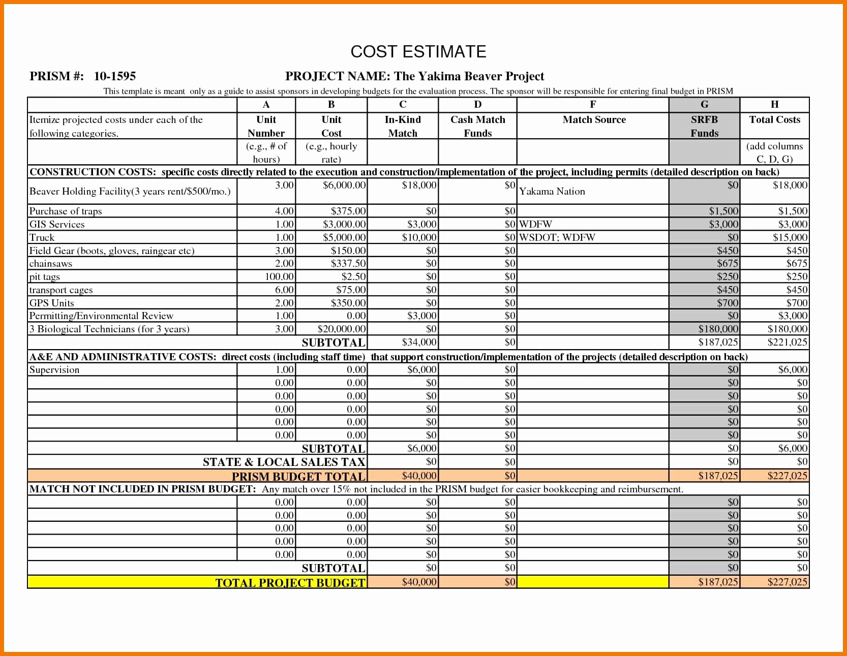 Cost Estimate Spreadsheet Template Excel Spreadsheet For Cost Estimate Worksheet Template